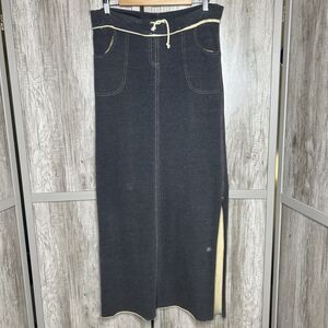 One Life To Live Maxi Skirt Straight Tube Side Slits Pull On Pockets Gray Size M
